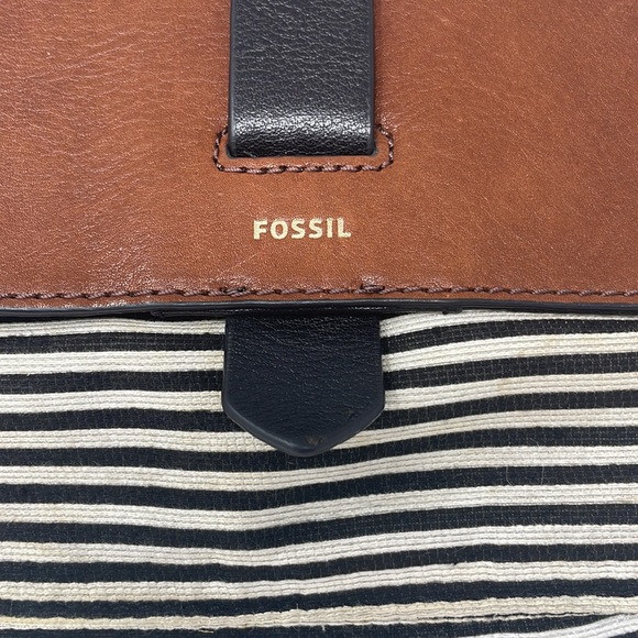 Fossil Kinley Striped Cotton/Leather Satchel🖤 - Picture 6 of 16